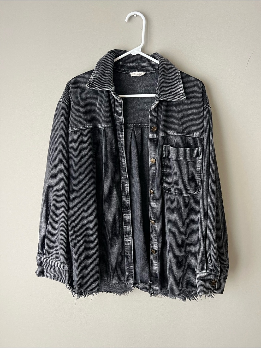 LA MIEL Charcoal Ribbed Corduroy Button Shirt
